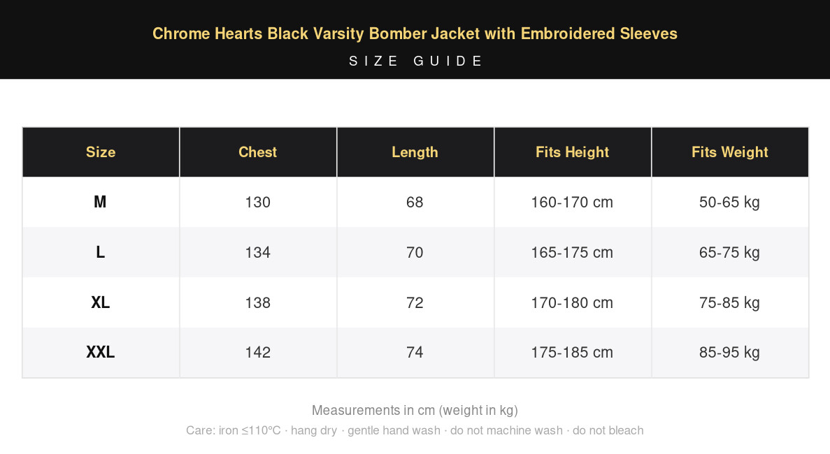 Chrome Hearts Black Varsity Bomber Jacket with Embroidered Sleeves view 19