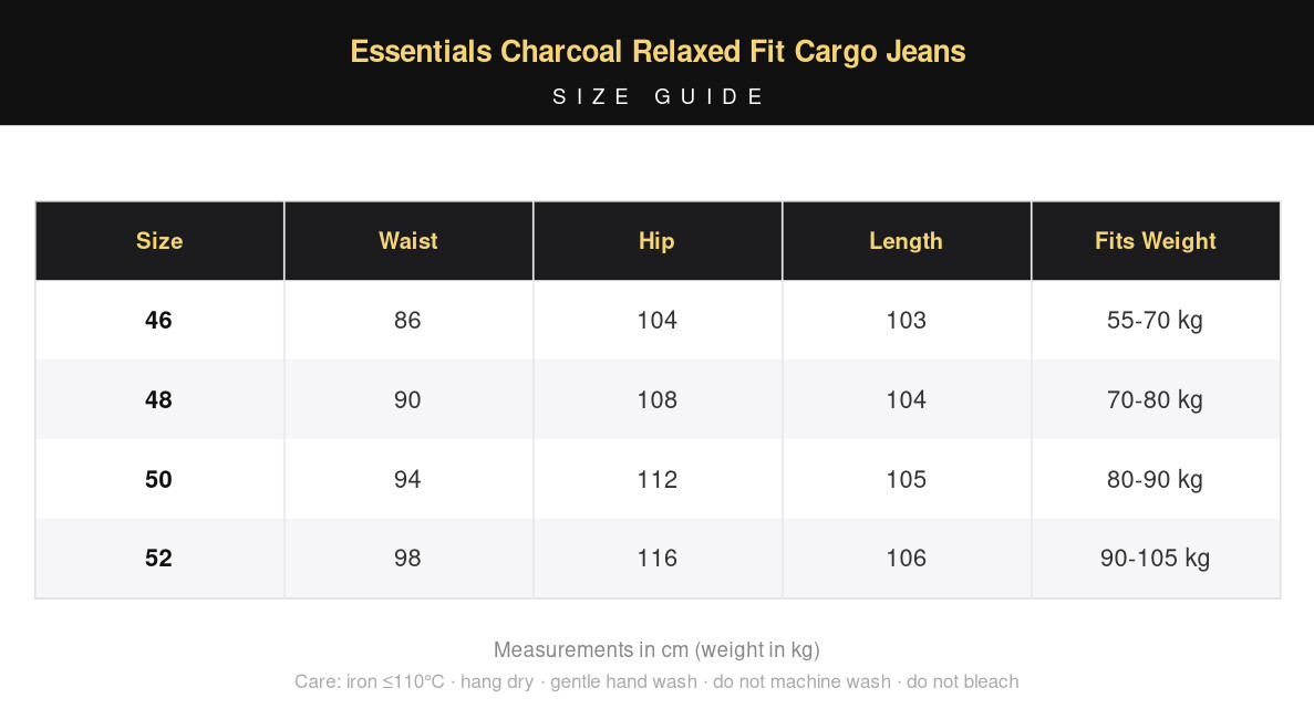 Essentials Charcoal Relaxed Fit Cargo Jeans view 10