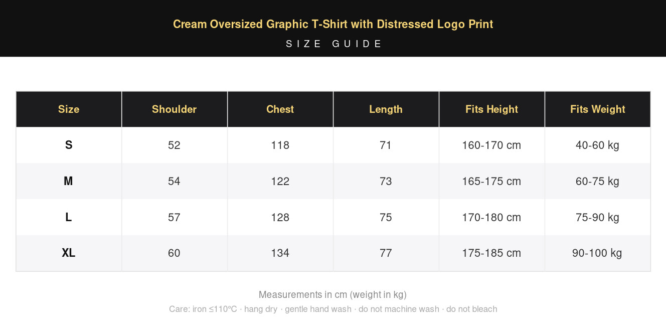 Cream Oversized Graphic T-Shirt with Distressed Logo Print view 15