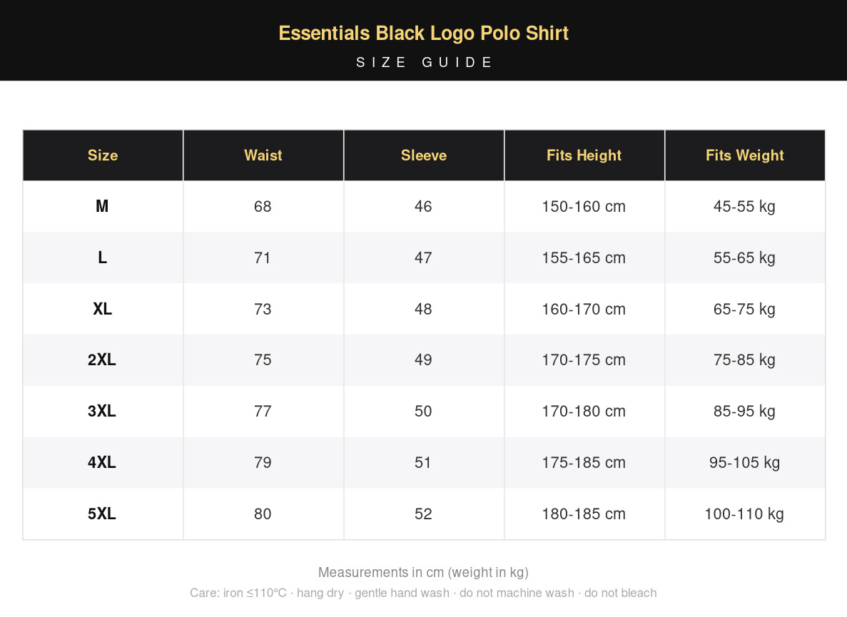 Essentials Black Logo Polo Shirt view 8
