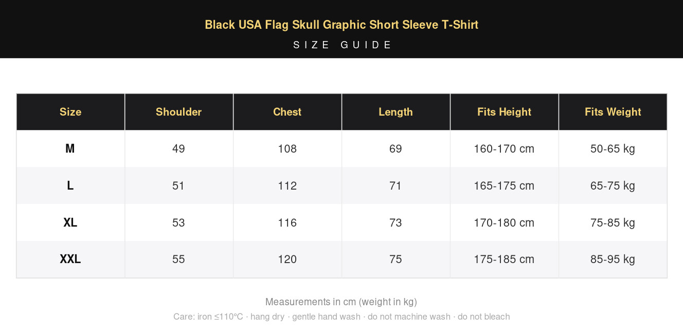Black USA Flag Skull Graphic Short Sleeve T-Shirt view 17