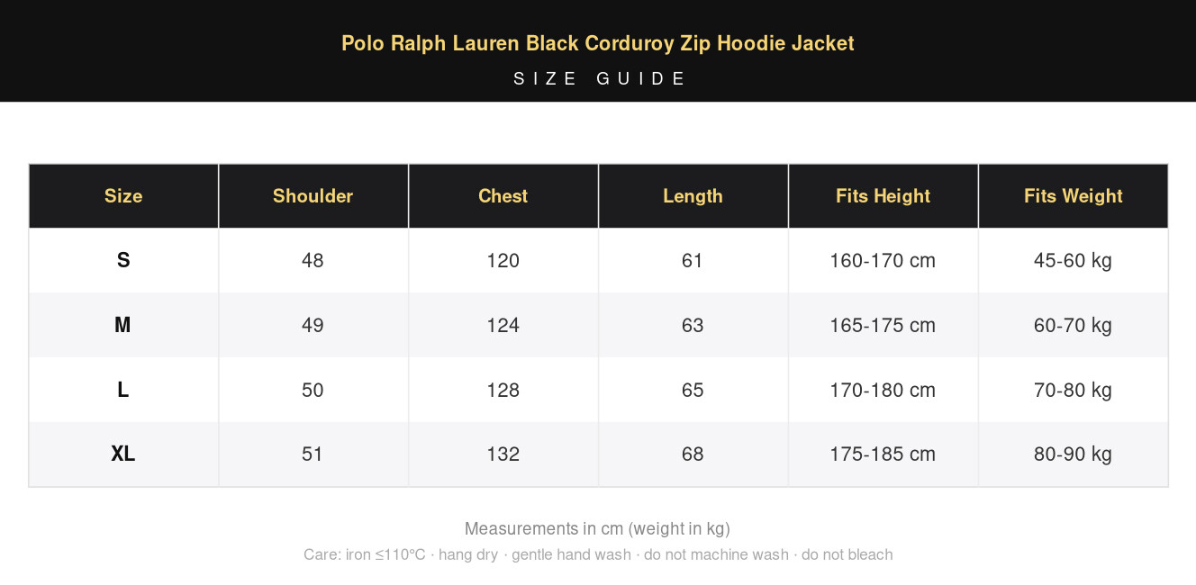 Polo Ralph Lauren Black Corduroy Zip Hoodie Jacket view 7