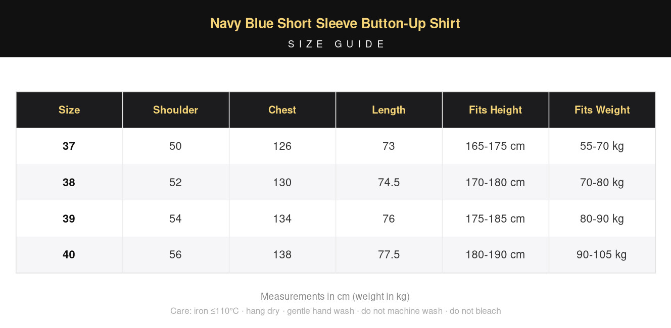 Navy Blue Short Sleeve Button-Up Shirt view 14