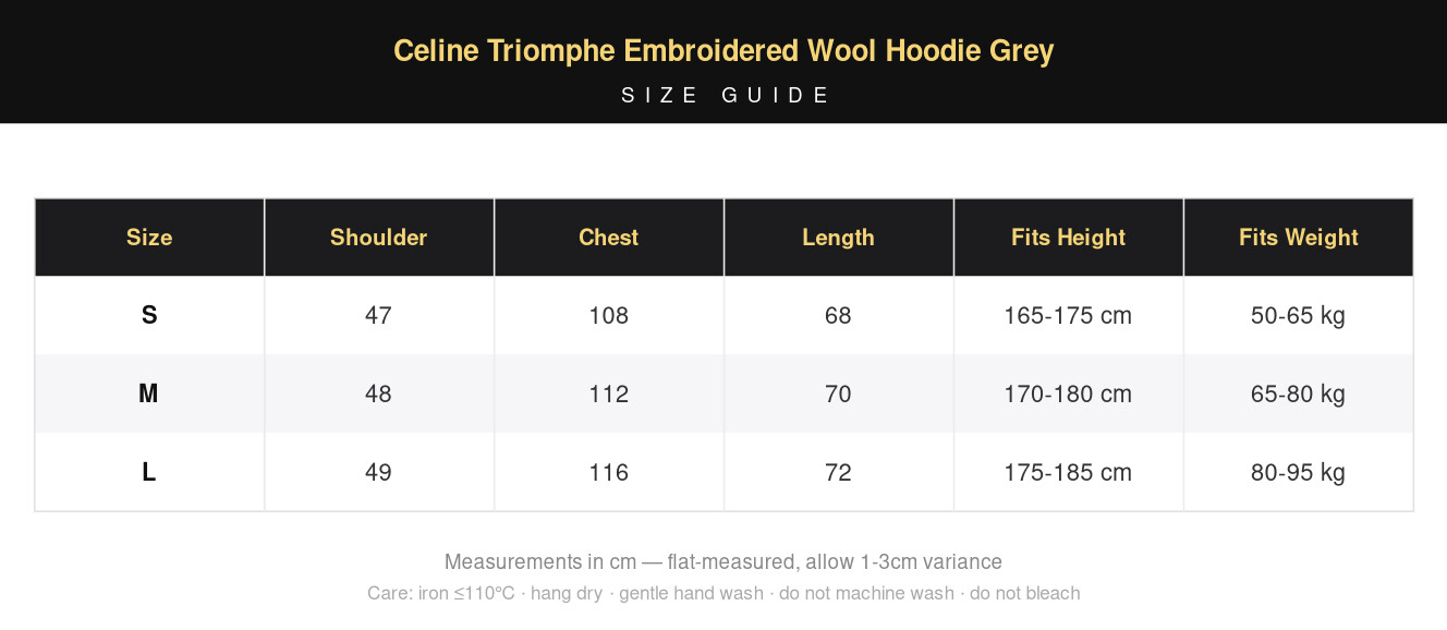 Celine Triomphe Embroidered Wool Hoodie Grey view 11
