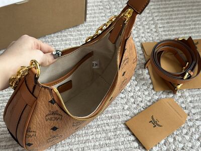 MCM Crescent Shoulder Bag view 3