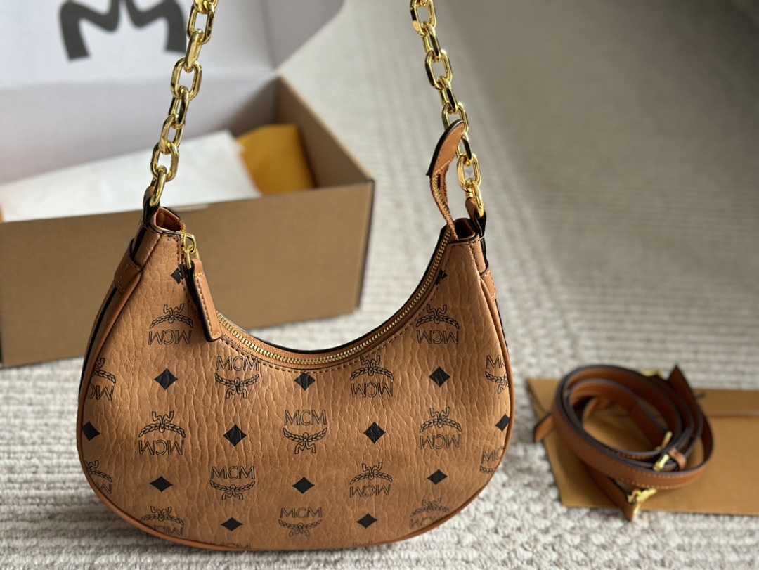 MCM Crescent Shoulder Bag