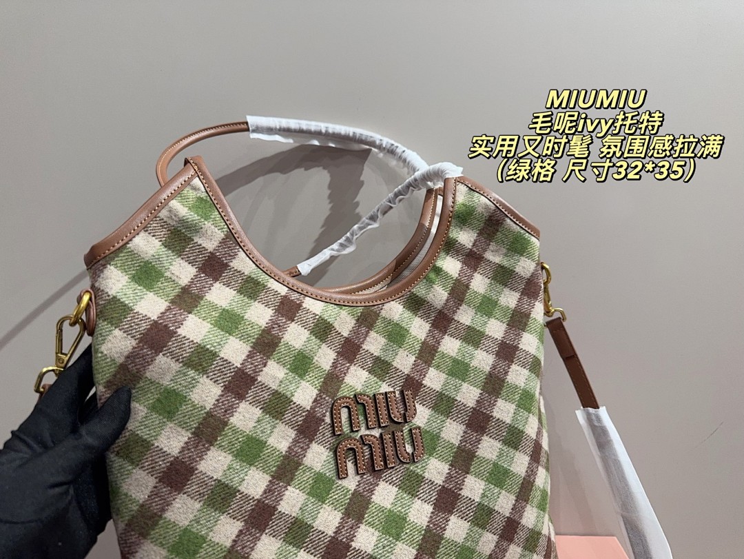 Miu Miu Checkered Tote