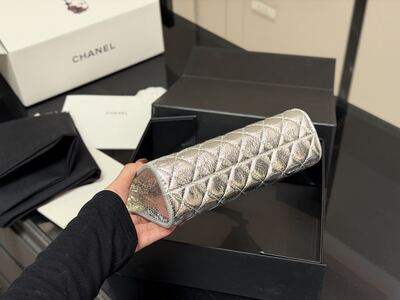 Chanel Quilted Hobo Metallic Silver view 2