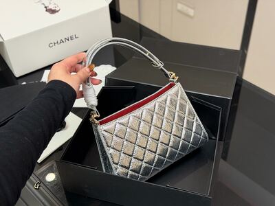 Chanel Quilted Hobo Metallic Silver view 5
