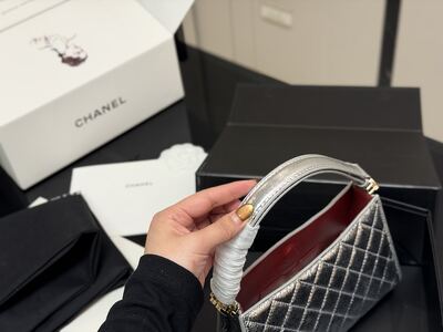 Chanel Quilted Hobo Metallic Silver view 7