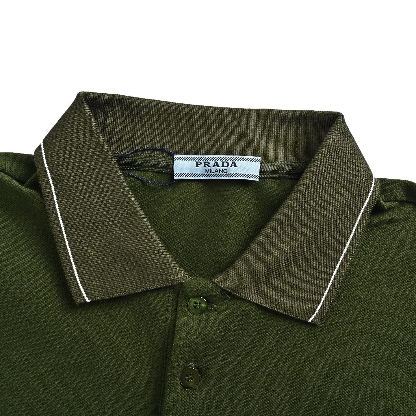 Prada Triangle Logo Embroidered Pique Polo Shirt view 4