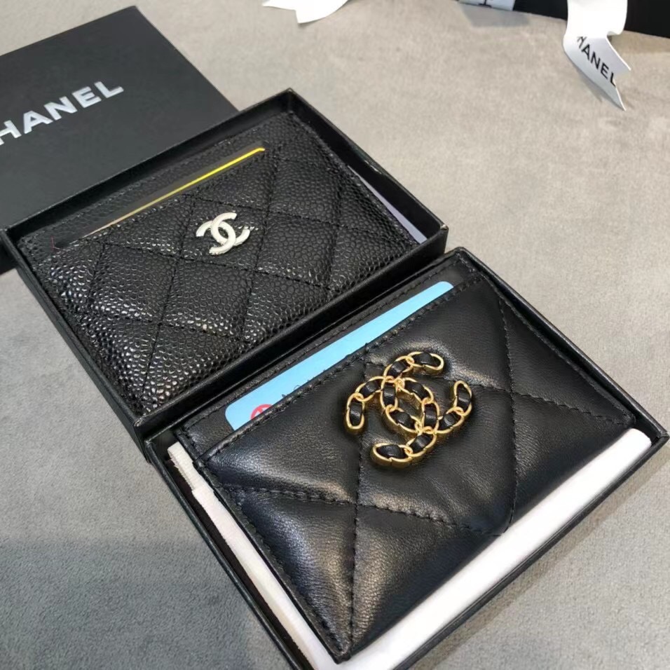 Designer Leather Slim Bifold Card Wallet in Black