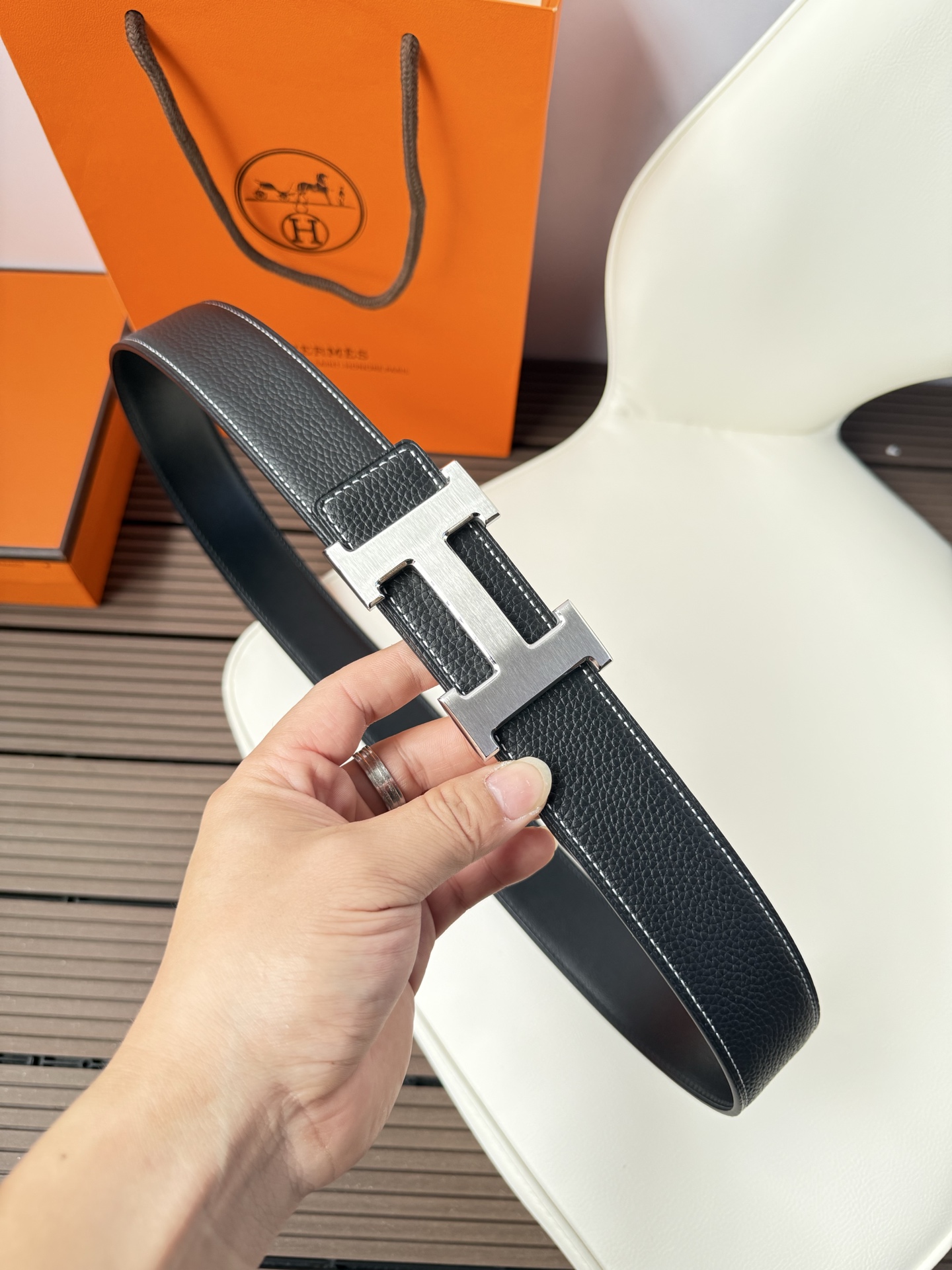 Hermes Classic Leather Belt 38mm with Full Packaging view