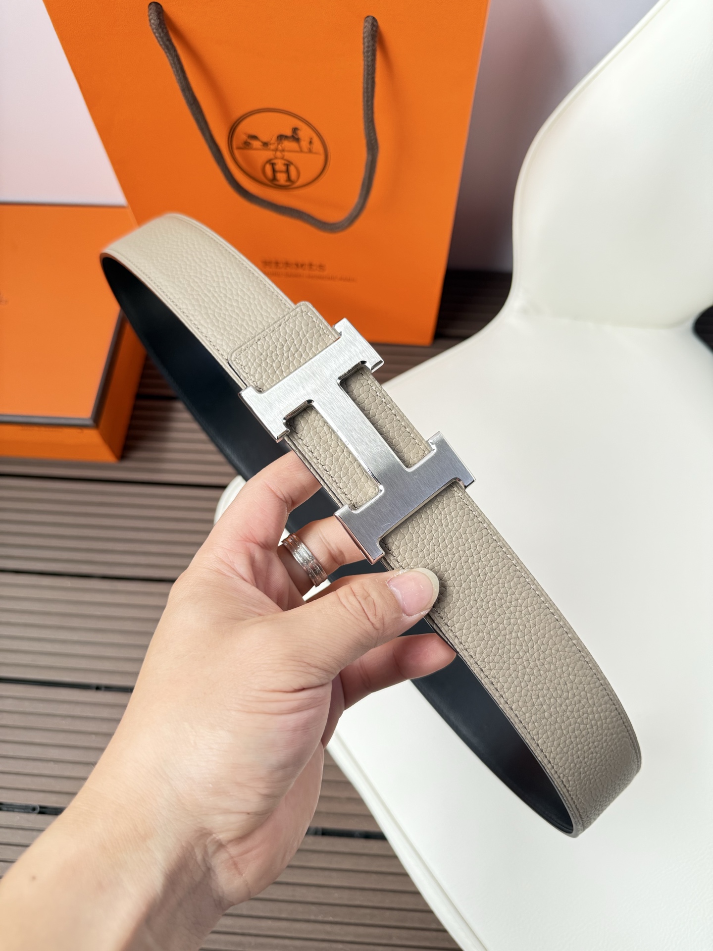 Hermes Classic Leather Belt 38mm with Full Packaging view