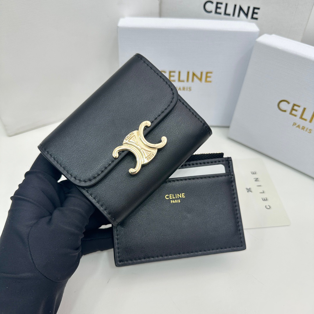 Celine 16332 Triomphe 2-Piece Short Wallet Set in Top-Grain Cowhide view