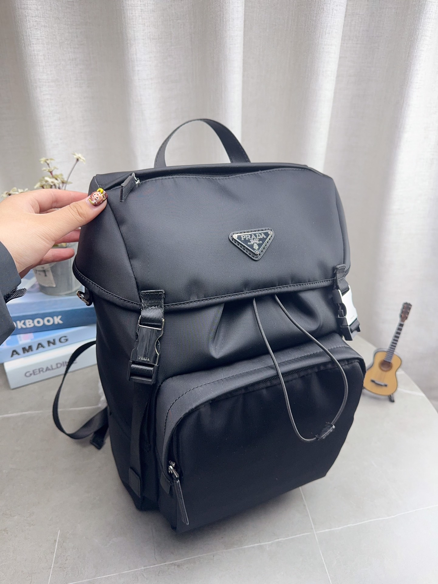 Prada Nylon and Leather Large Men's Backpack with Laptop Compartment view