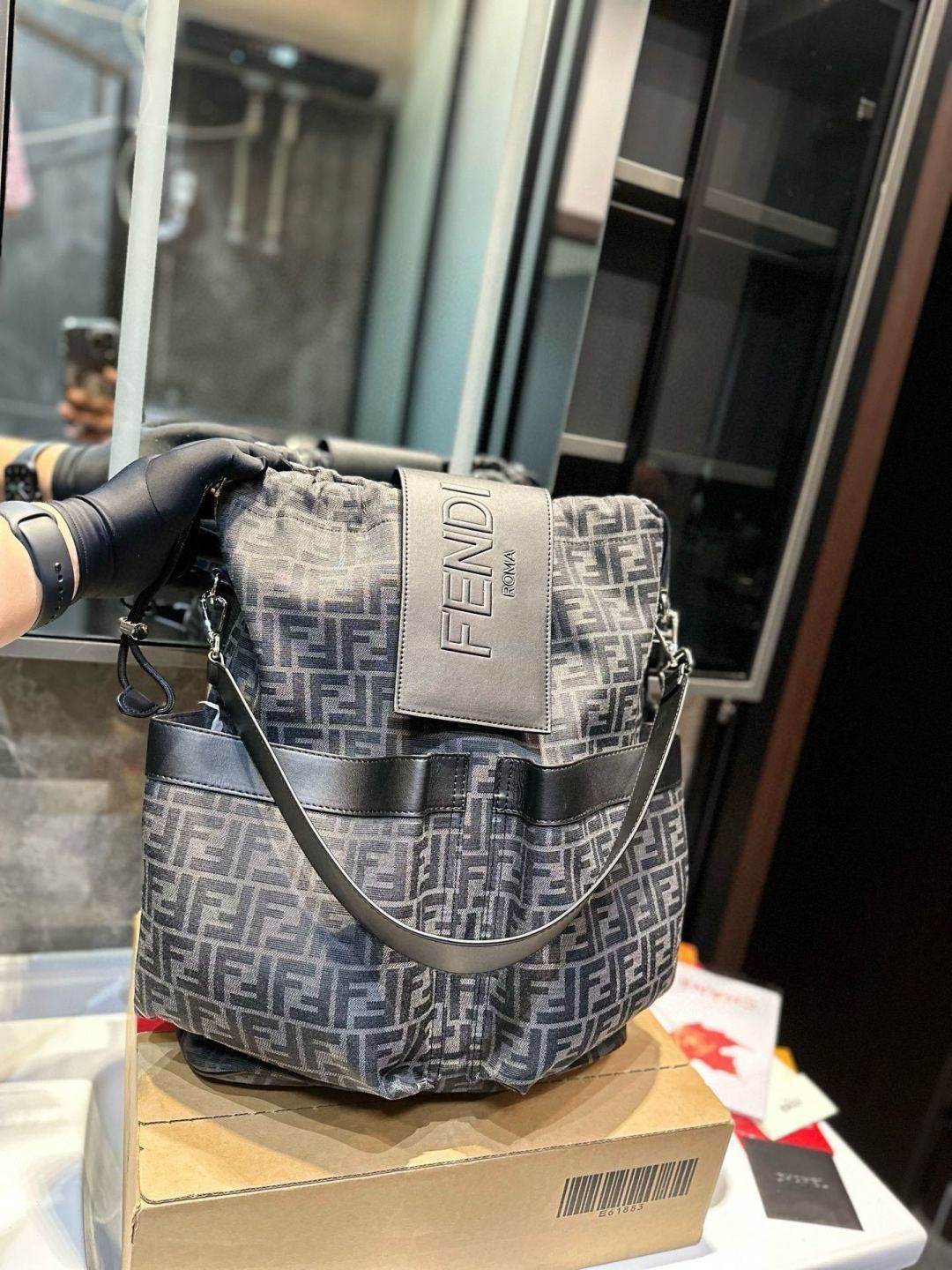 Fendi Drawstring Backpack Large Unisex