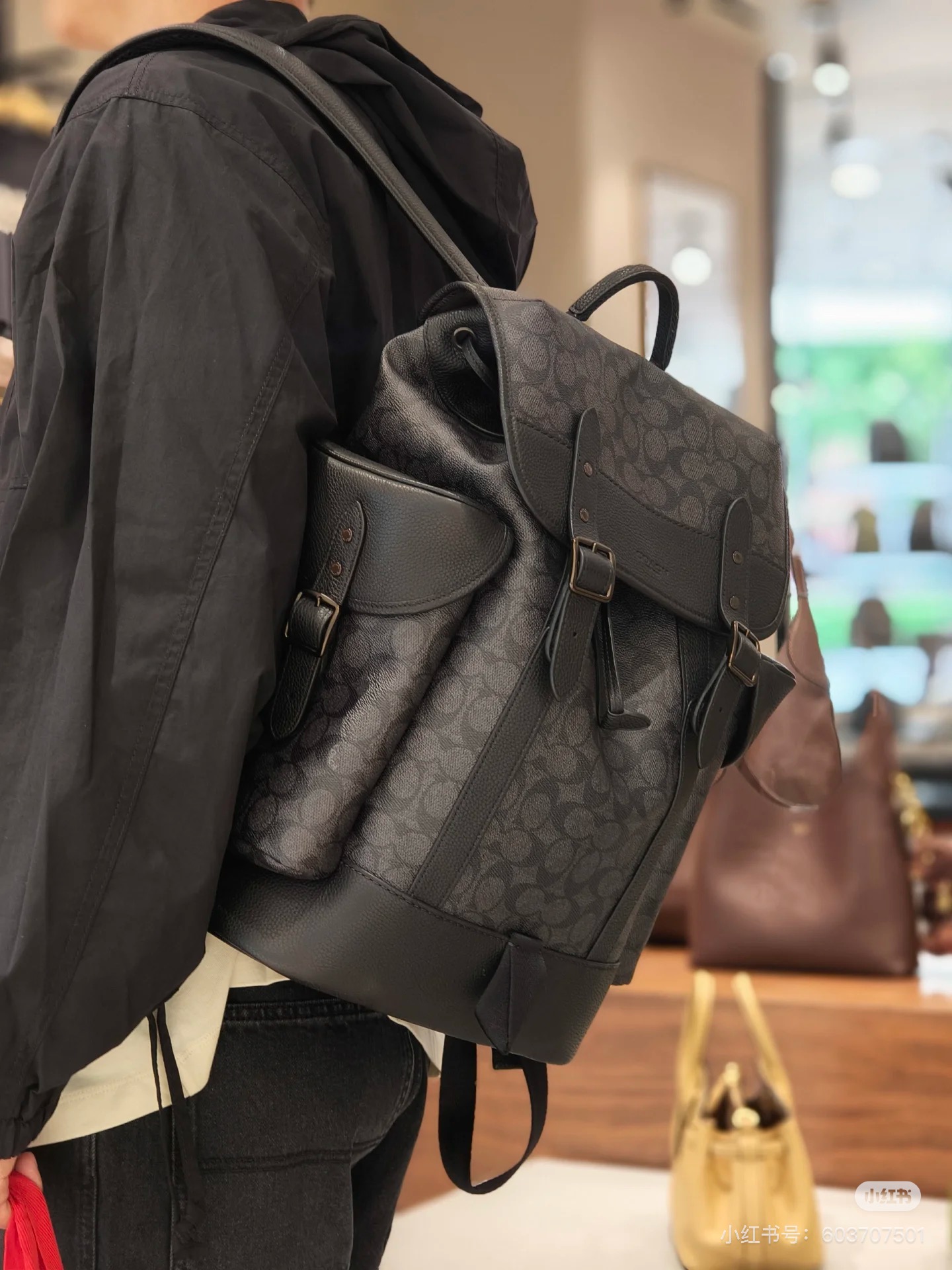 Coach Signature Canvas Backpack view