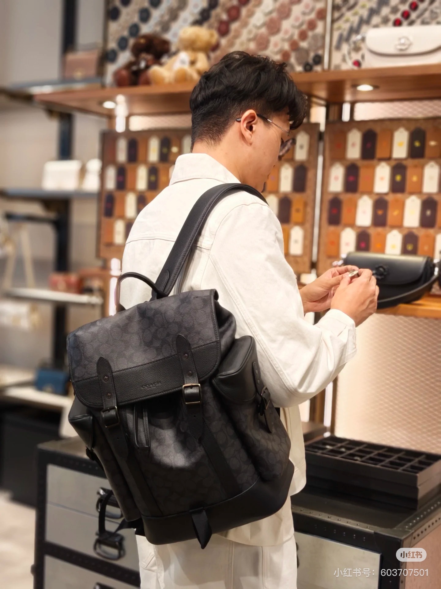 Coach Signature Canvas Backpack view