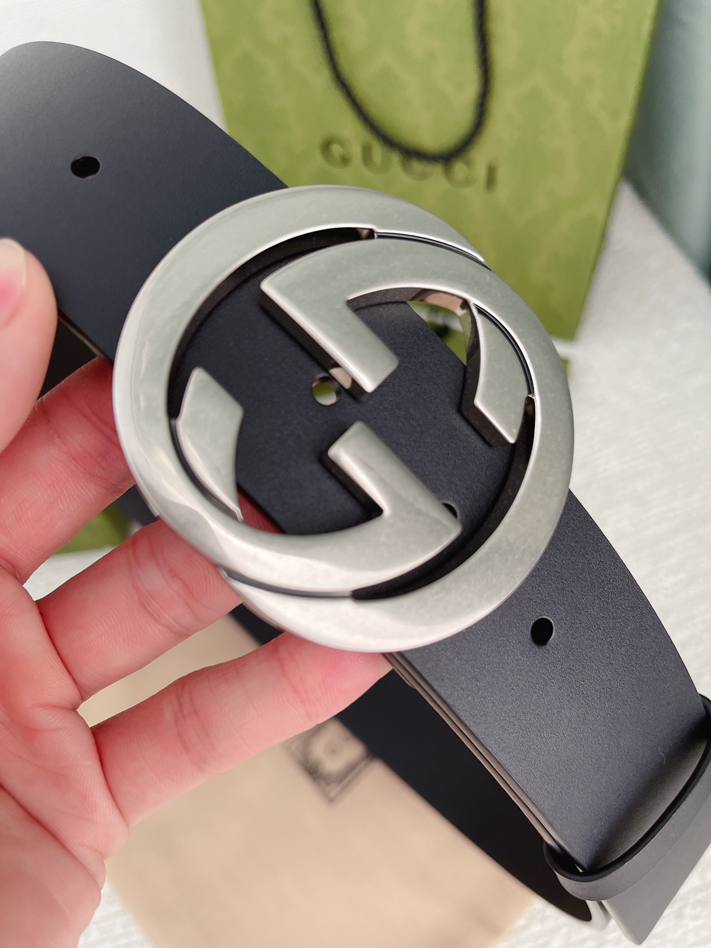 Gucci Double G Reversible Double-Sided Calfskin Belt 3.8 cm view