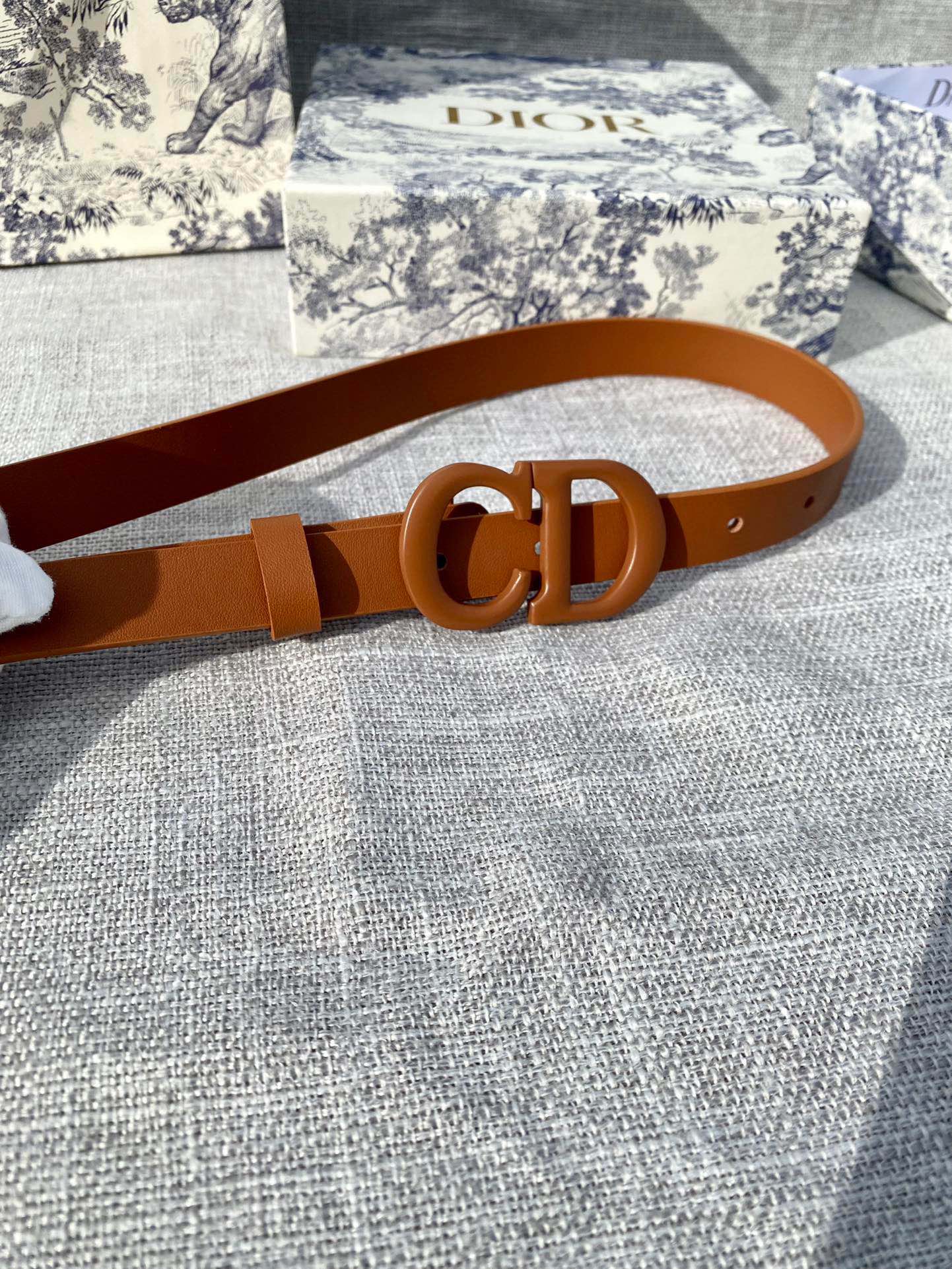 Dior Saddle 2.0 cm Slim Double-Sided Calfskin Belt (Variant) view