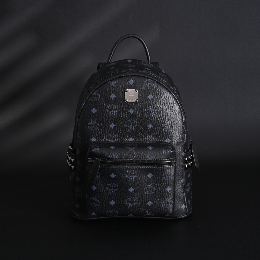 MCM Stark Visetos Studded Canvas & Leather Backpack Medium view