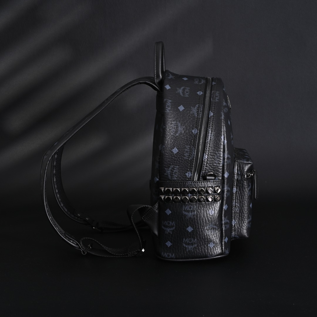 MCM Stark Visetos Studded Canvas & Leather Backpack Medium view