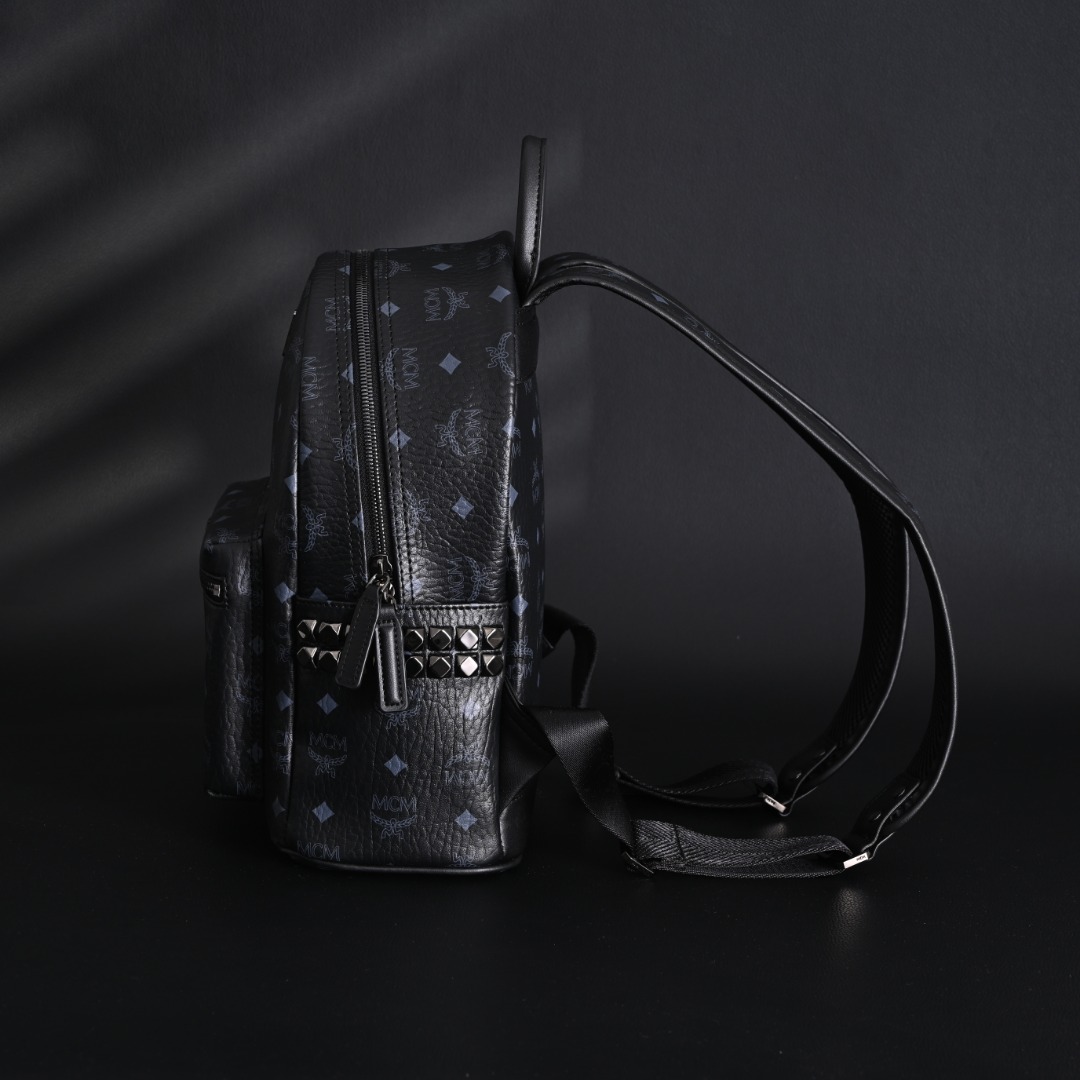 MCM Stark Visetos Studded Canvas & Leather Backpack Medium view
