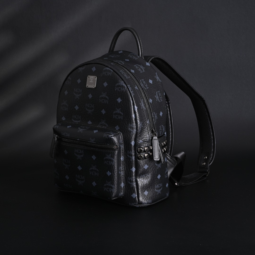 MCM Stark Visetos Studded Canvas & Leather Backpack Medium view