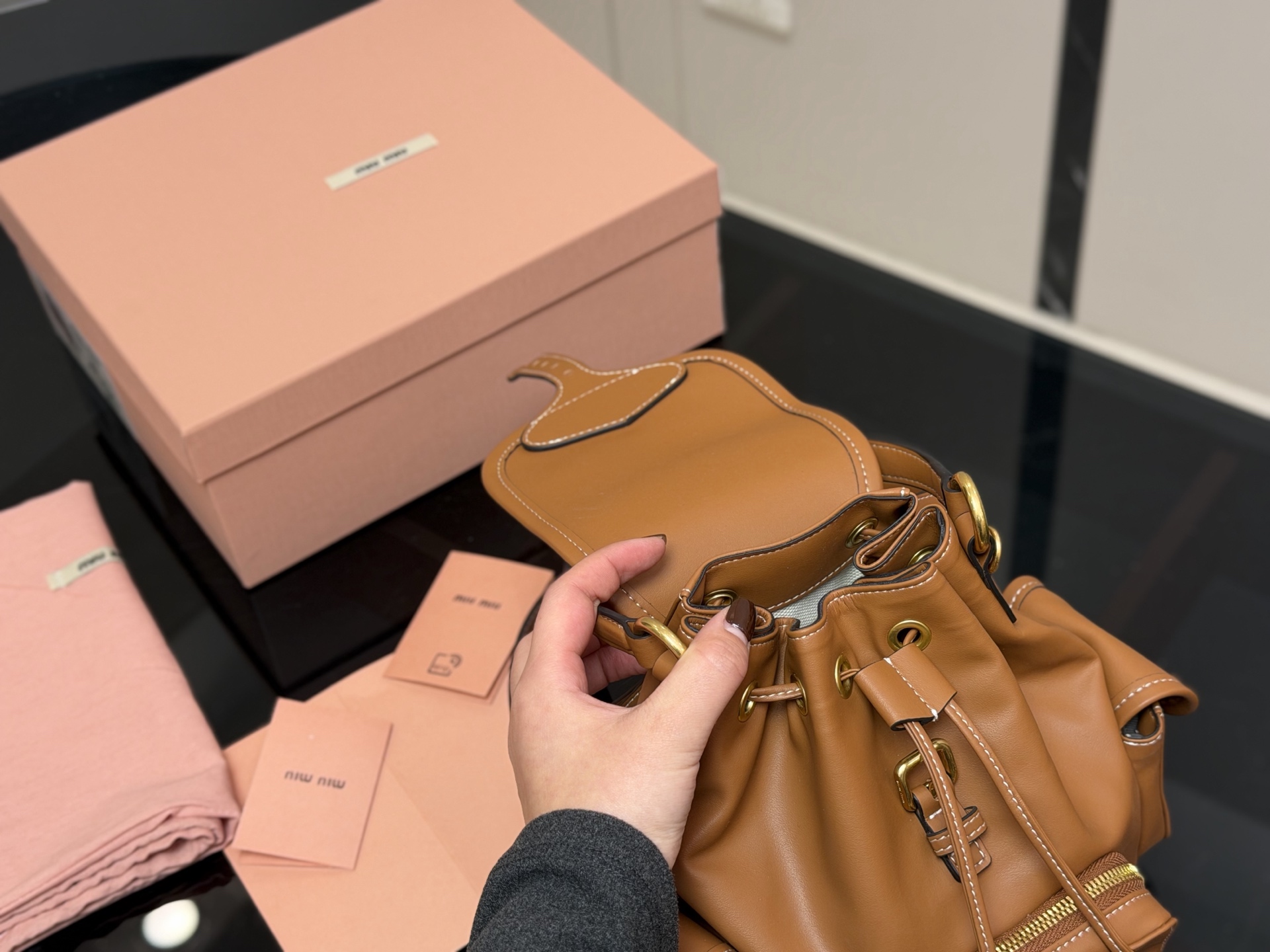 Miu Miu SS25 Quilted Mini Backpack view