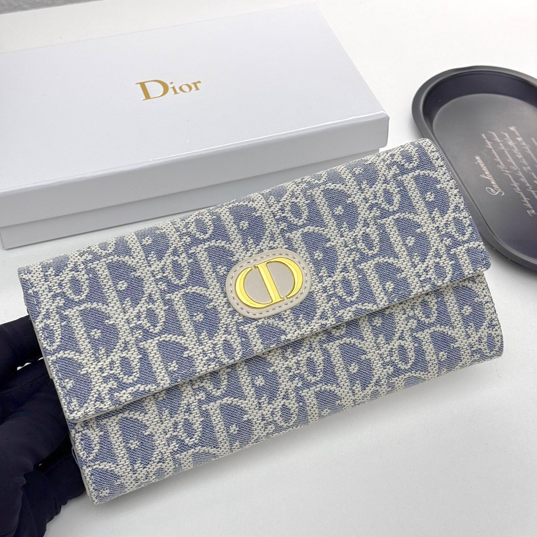 Dior 0938 Cream Calfskin Slim Card Wallet view