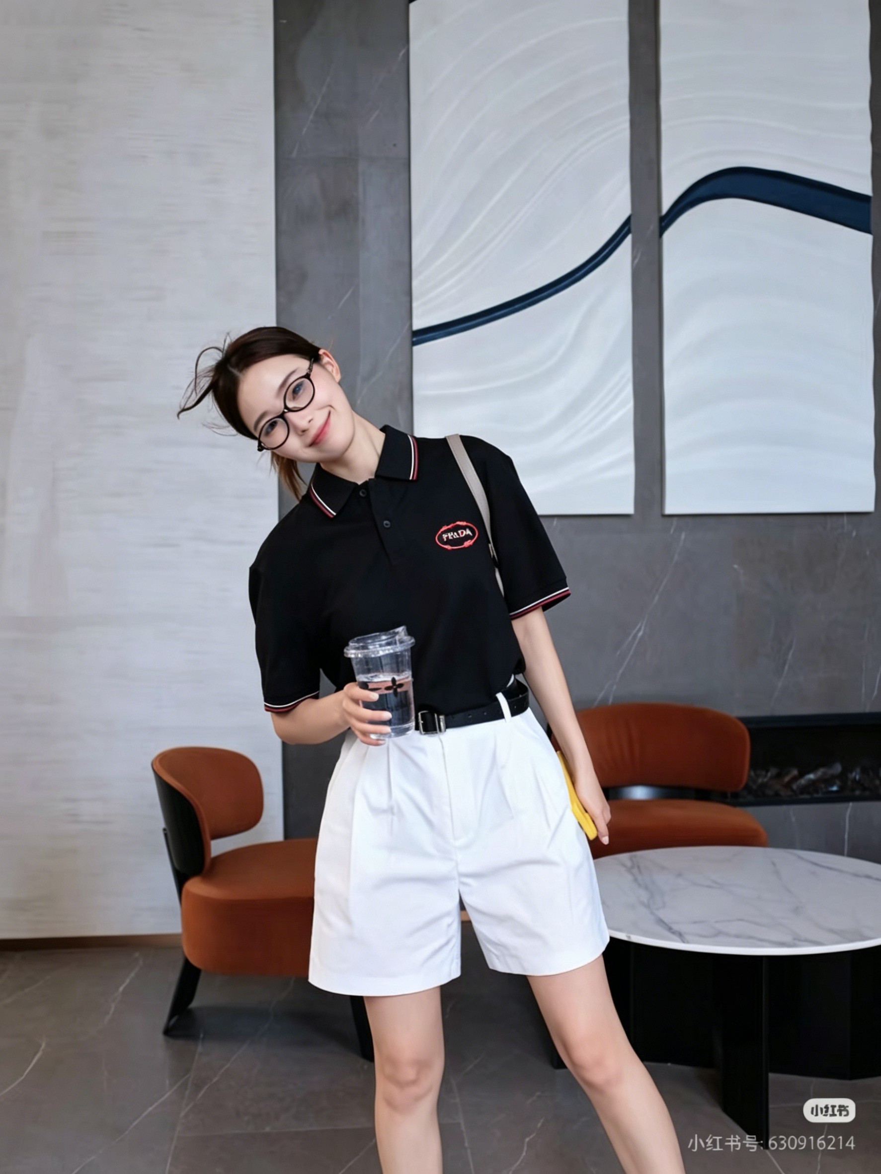 Prada Red Embroidered Logo Polo Shirt view 3