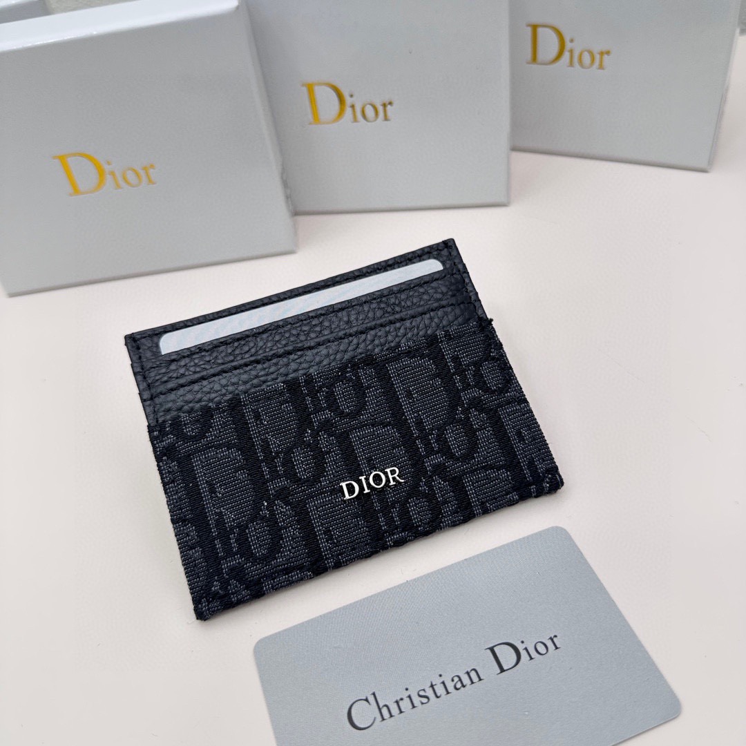 Dior D45 Ultra-Slim Bi-Fold Card Wallet Black