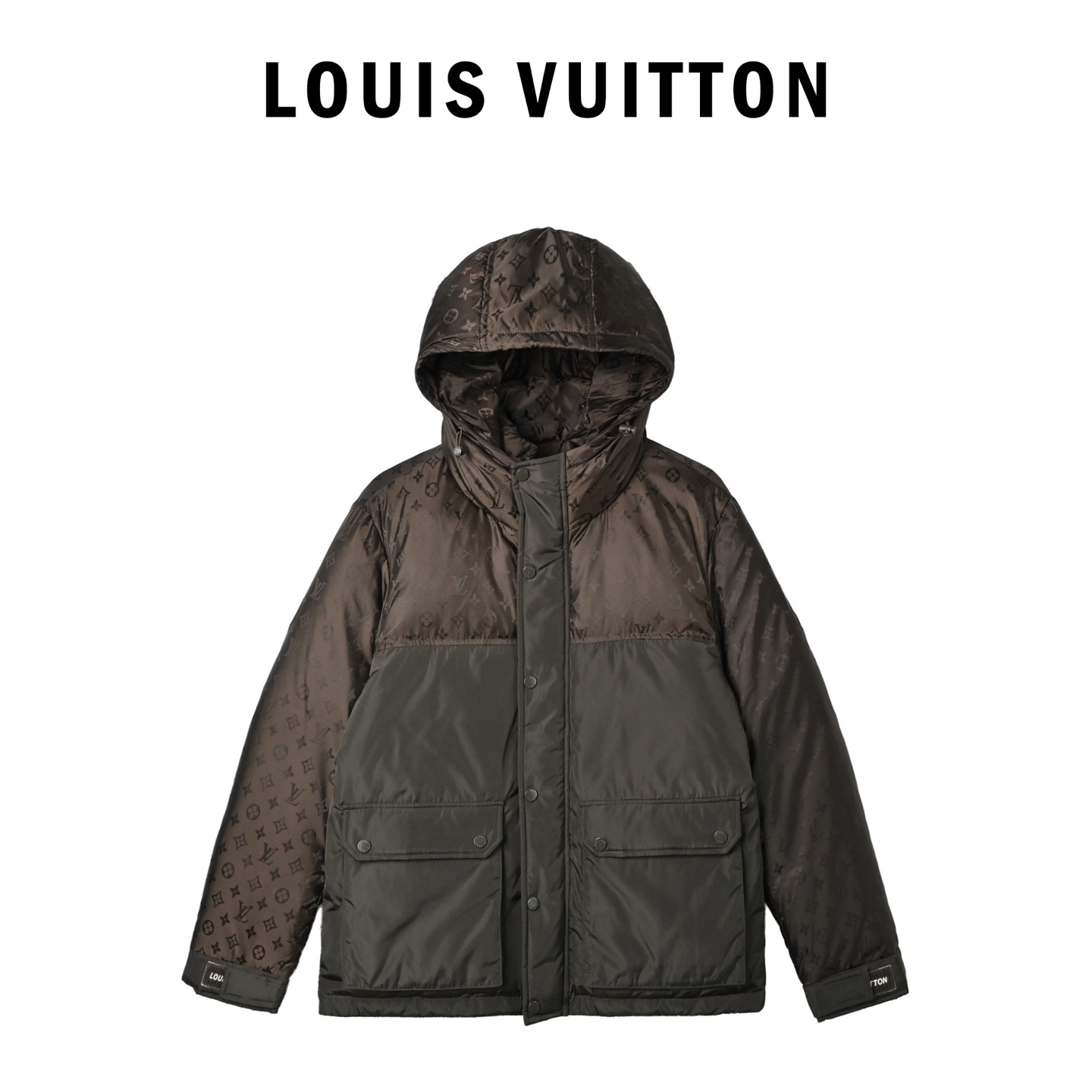 Louis Vuitton Monogram Patchwork Hooded Down Jacket