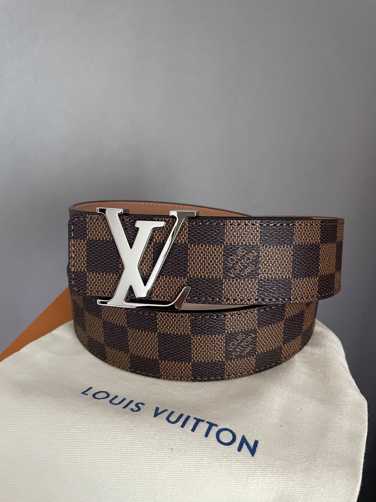 Louis Vuitton Damier Checkered Pattern Belt with Logo Buckle view