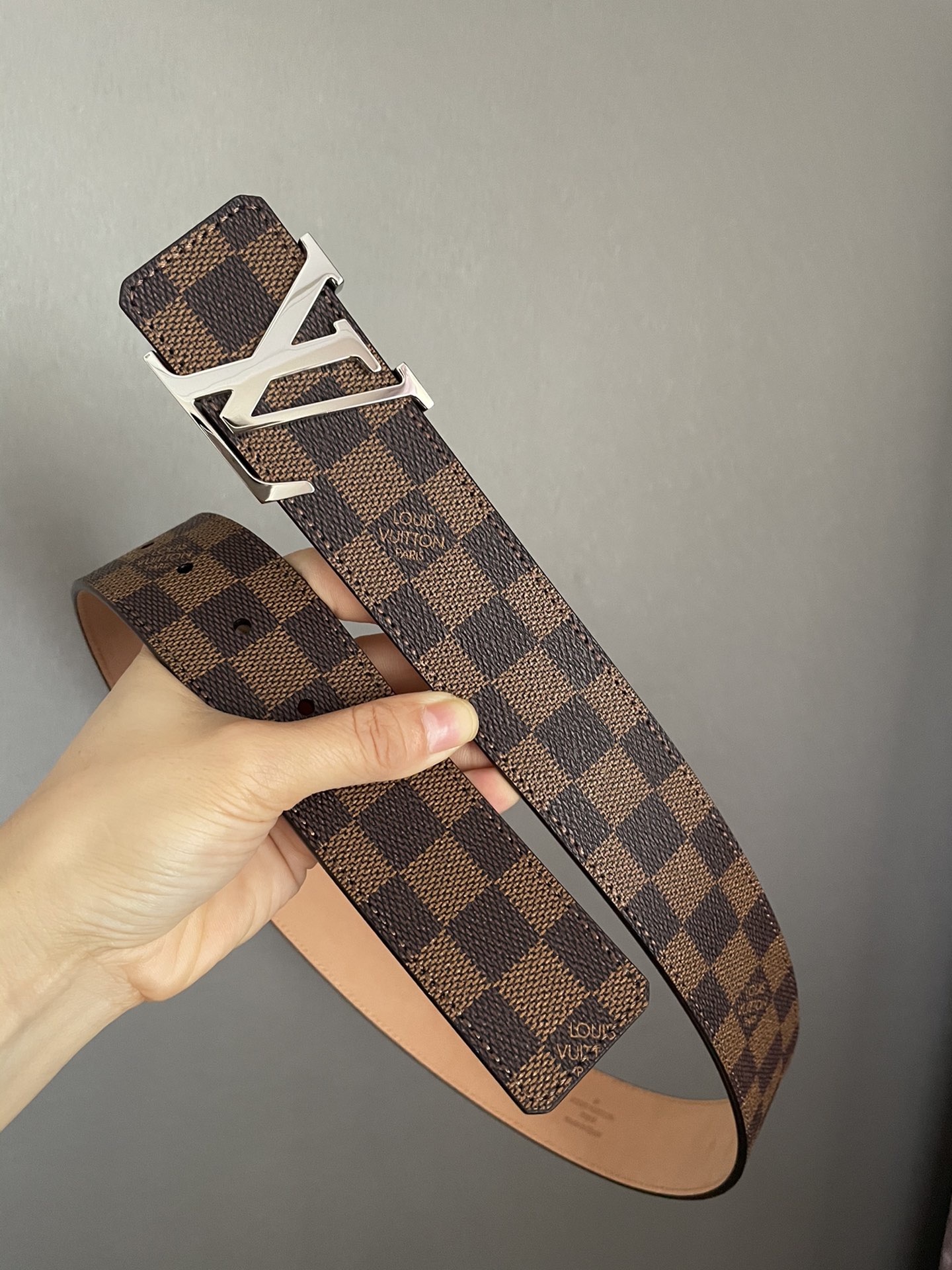 Louis Vuitton Damier Checkered Pattern Belt with Logo Buckle view