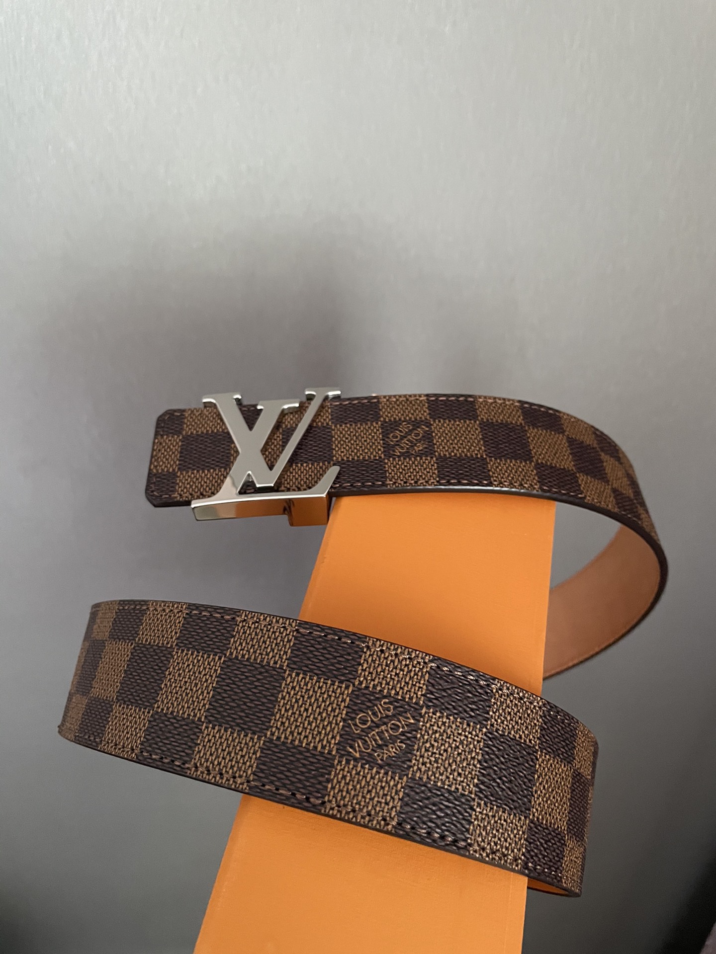 Louis Vuitton Damier Checkered Pattern Belt with Logo Buckle view