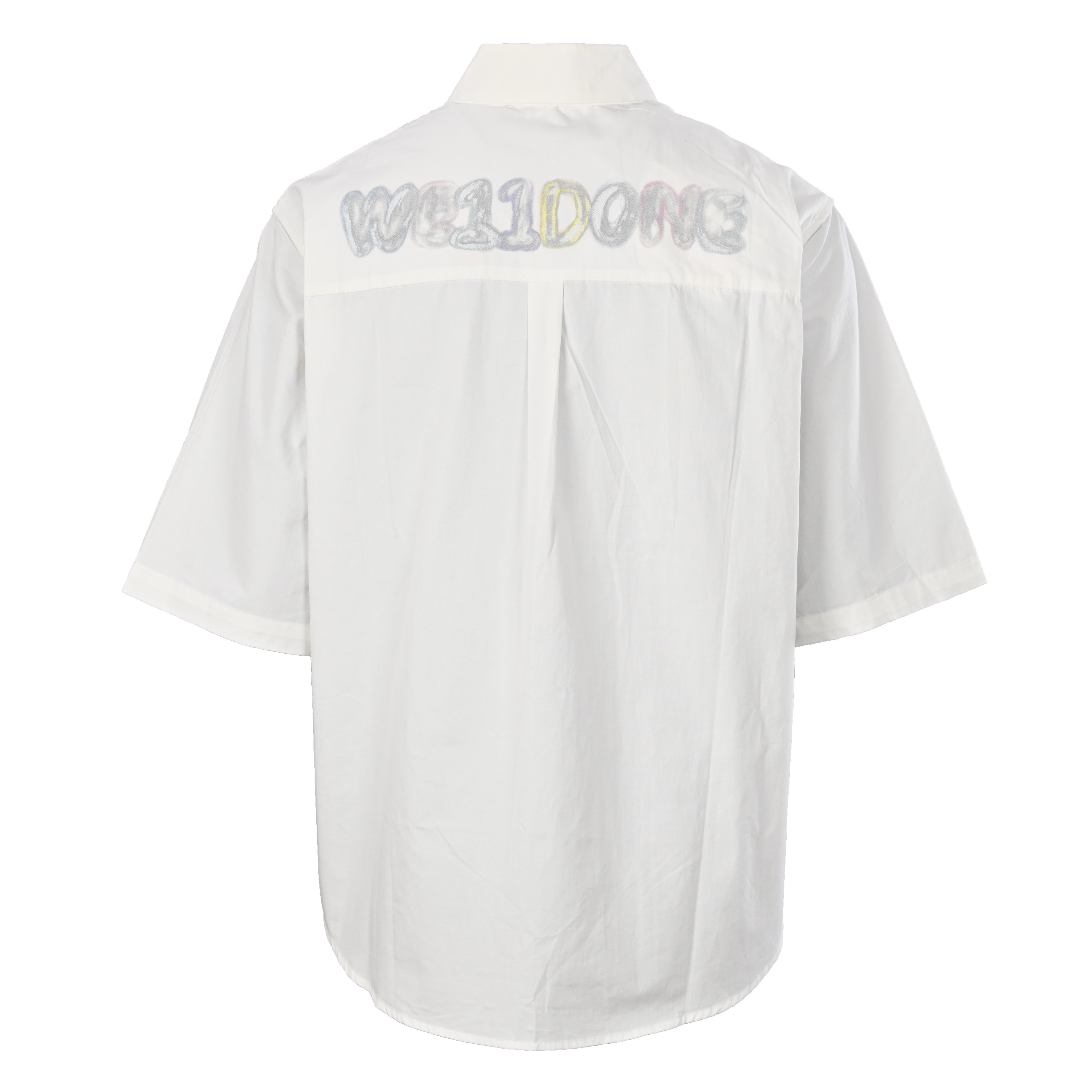 We11done Colorblock Letter-Print Short-Sleeve Shirt view 3