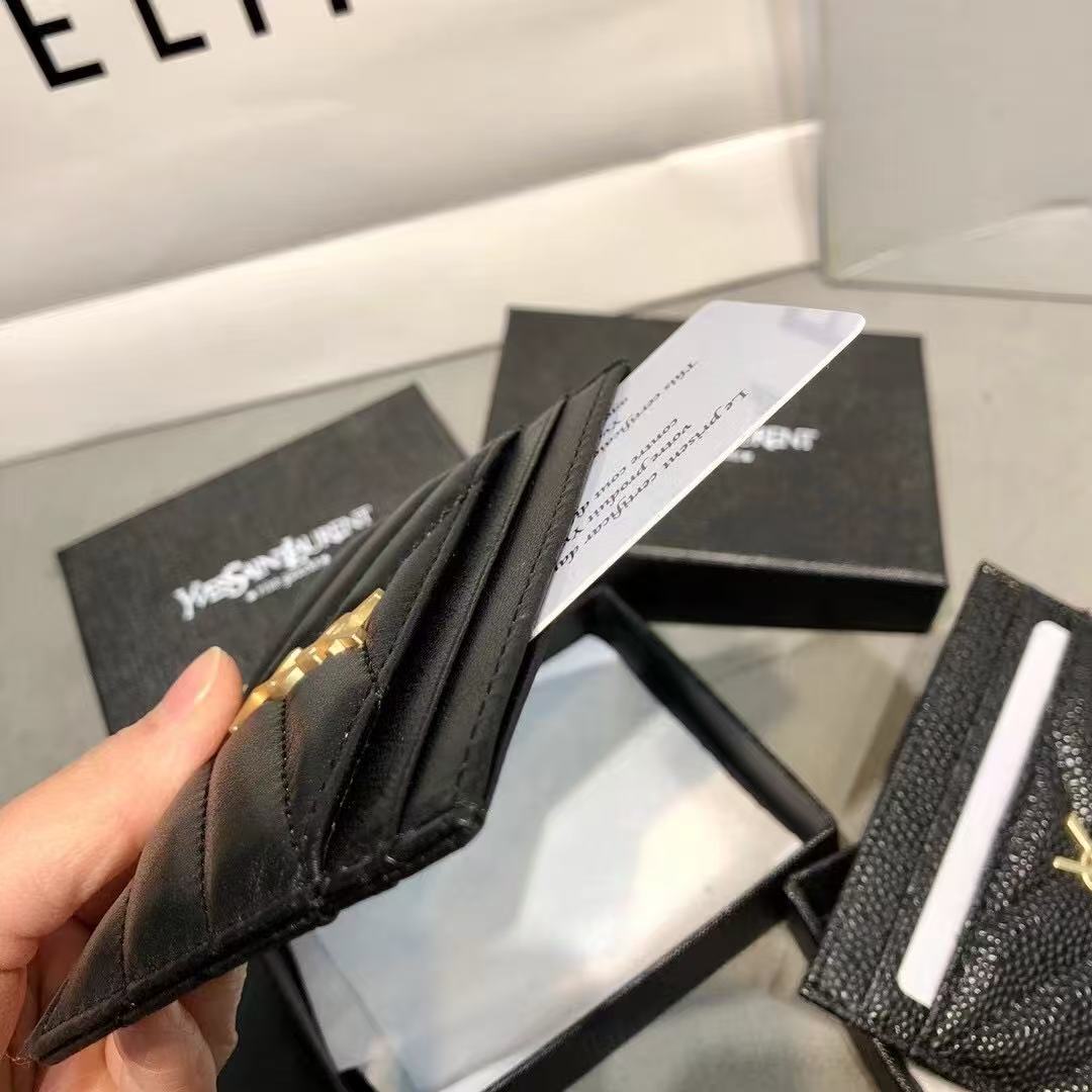 Dior Slim Card Holder Lambskin/Caviar Black 9x5cm view