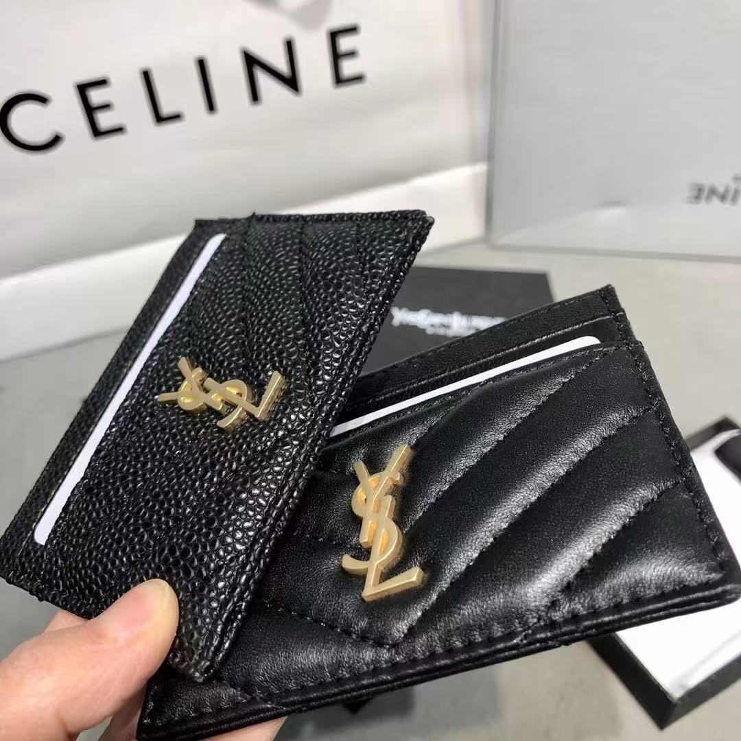 Dior Slim Card Holder Lambskin/Caviar Black 9x5cm view