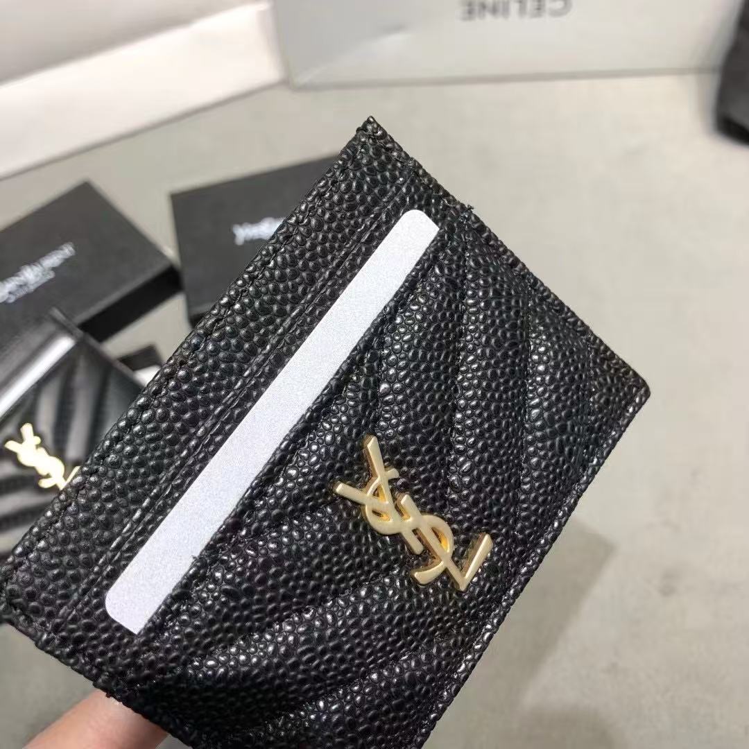 Dior Slim Card Holder Lambskin/Caviar Black 9x5cm view