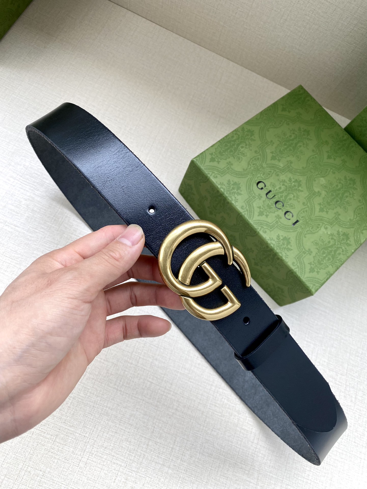 Gucci Double G Buckle Leather Belt 38mm Black Men (Variant)
