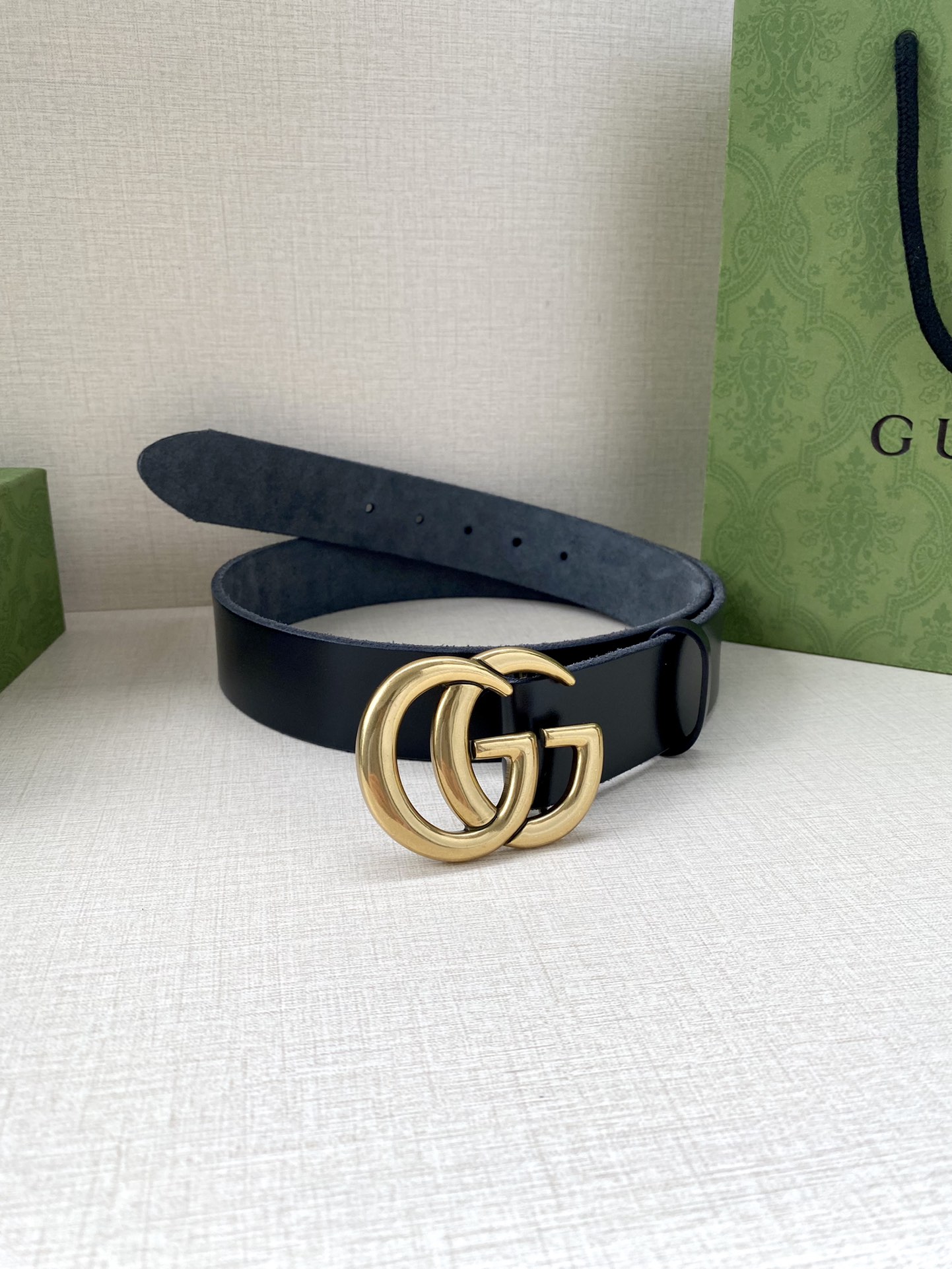 Gucci Double G Buckle Leather Belt 38mm Black Men (Variant) view