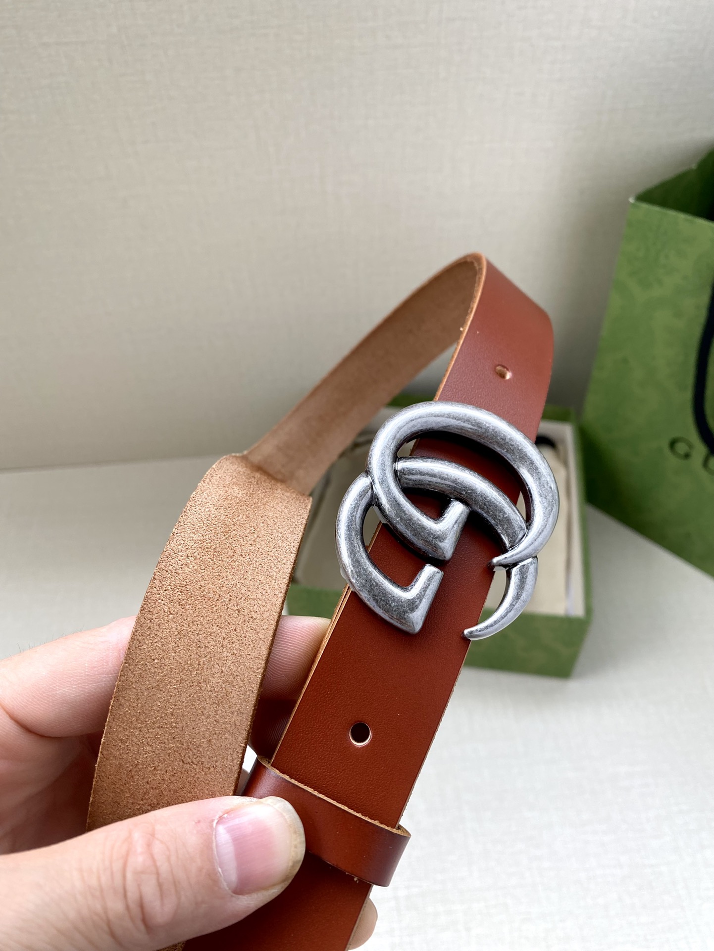 Gucci Double G Buckle Leather Belt 20mm/30mm Brown (Variant) view