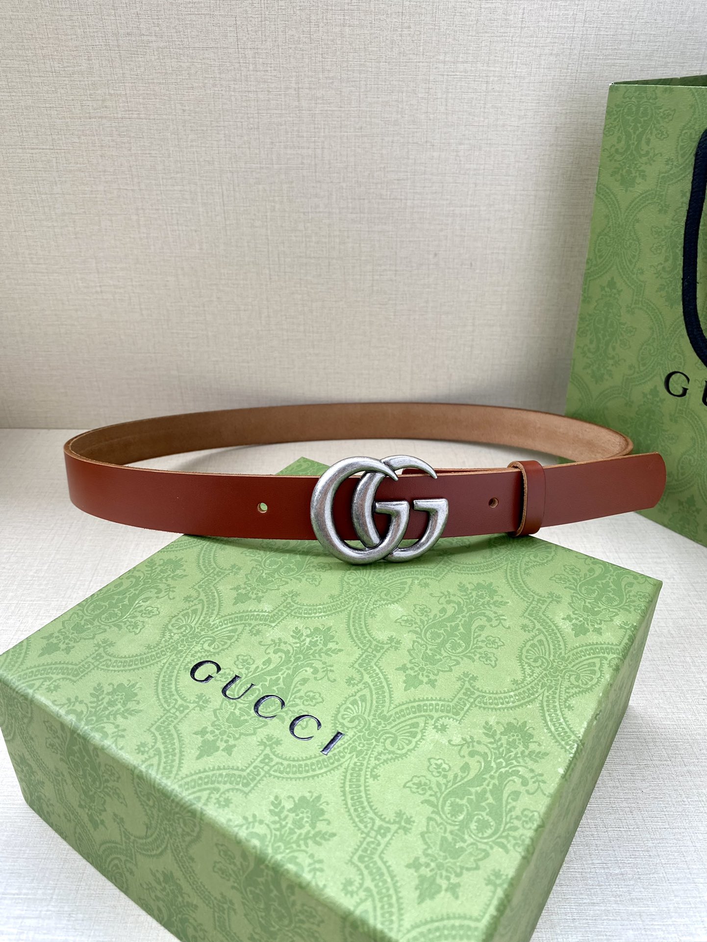 Gucci Double G Buckle Leather Belt 20mm/30mm Brown (Variant) view