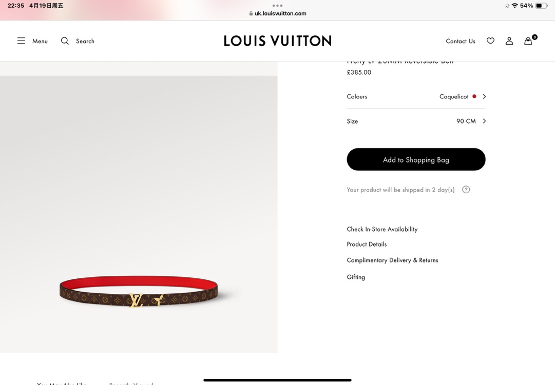 Louis Vuitton LV Iconic Reversible Belt 20mm Women view