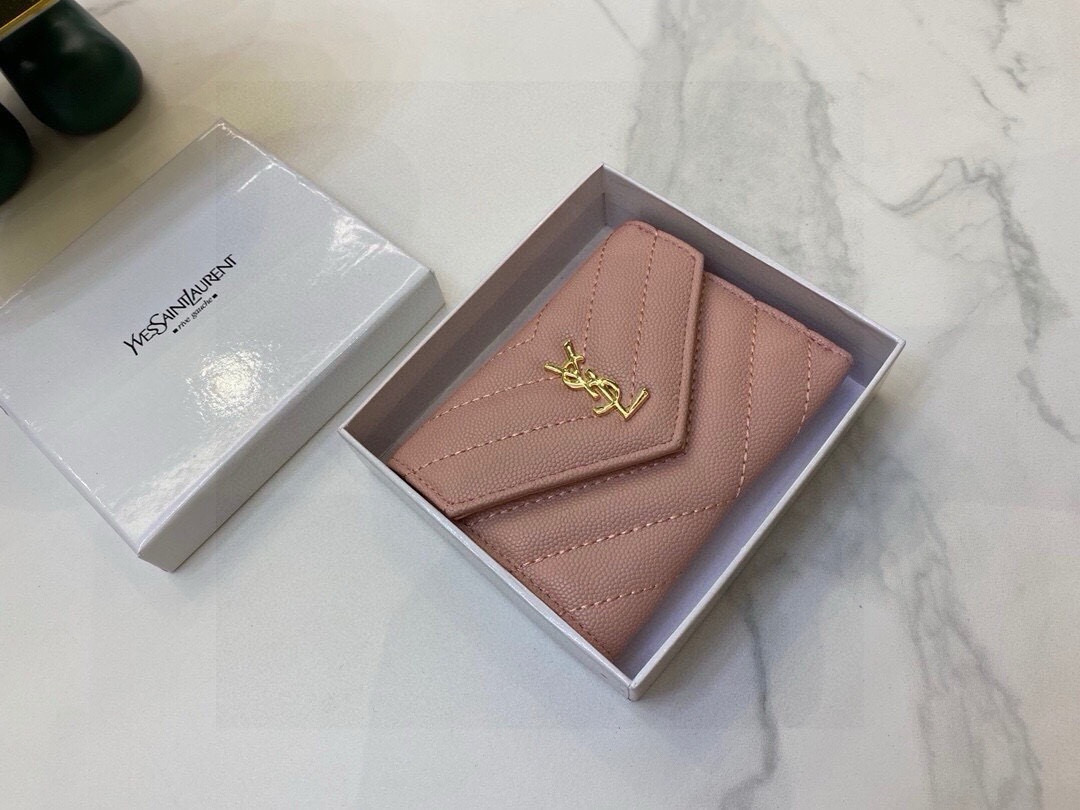Saint Laurent YSL Tri-Fold Leather Wallet Women view