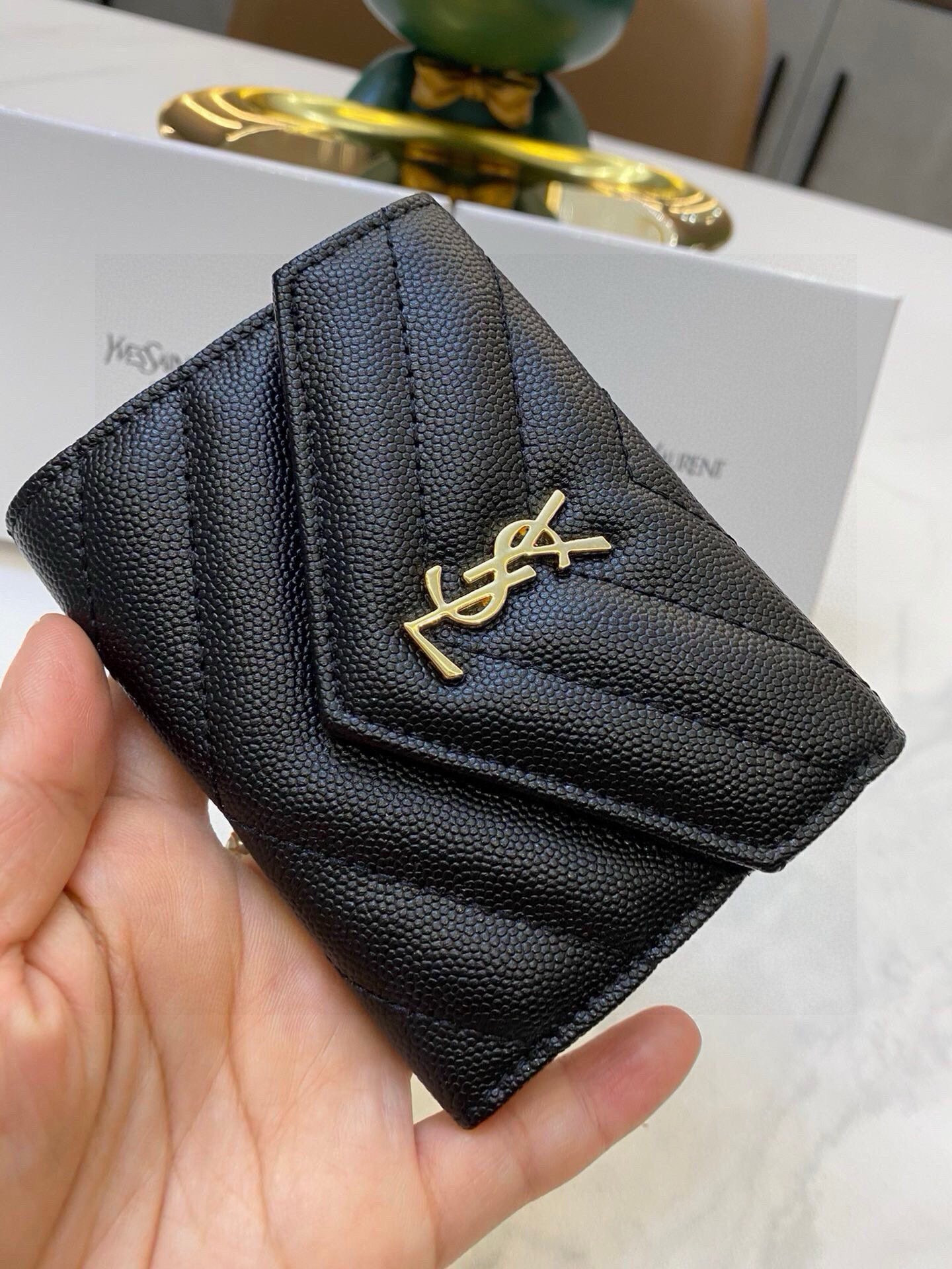 Saint Laurent YSL Tri-Fold Leather Wallet Women view