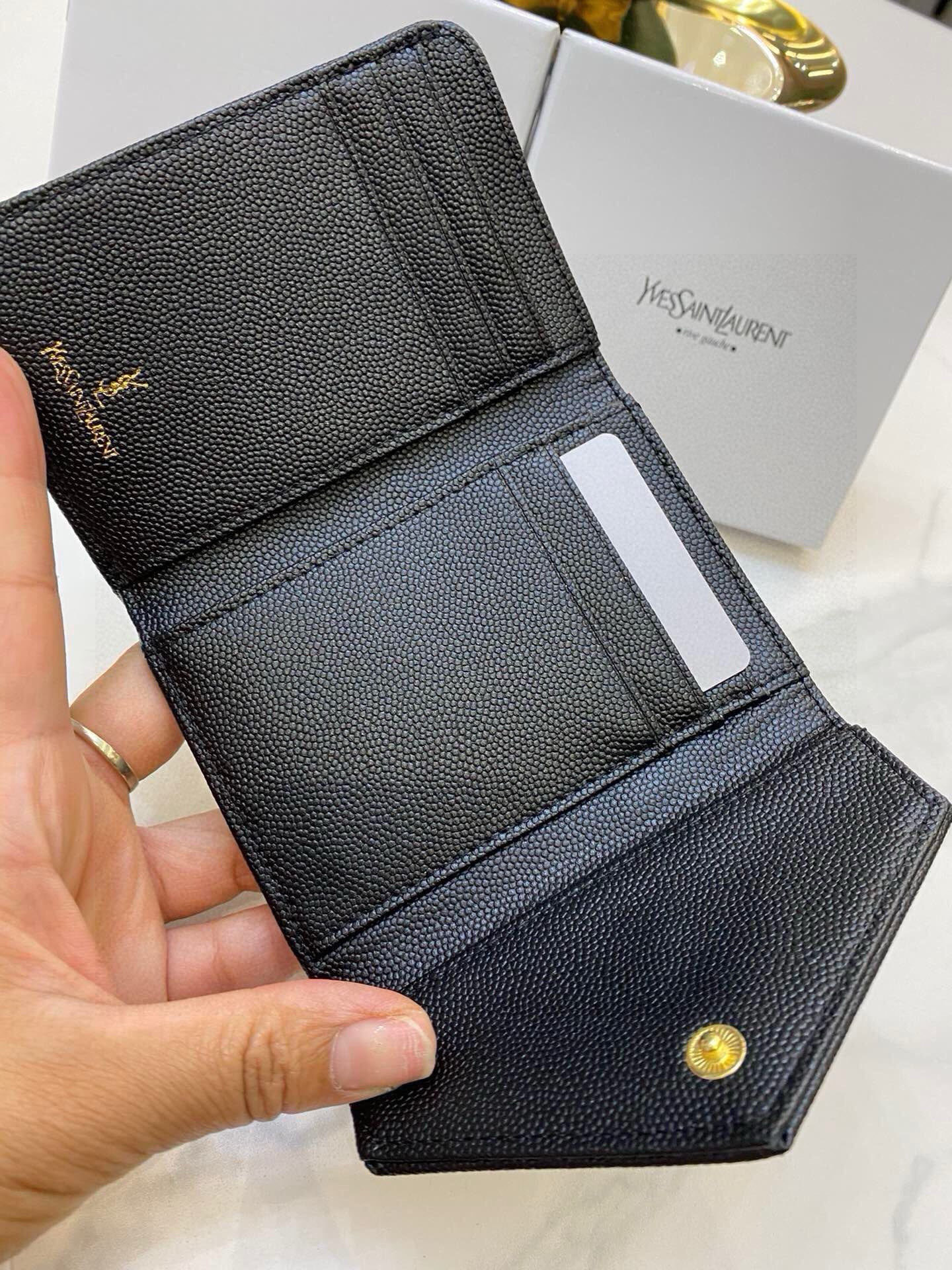 Saint Laurent YSL Tri-Fold Leather Wallet Women view