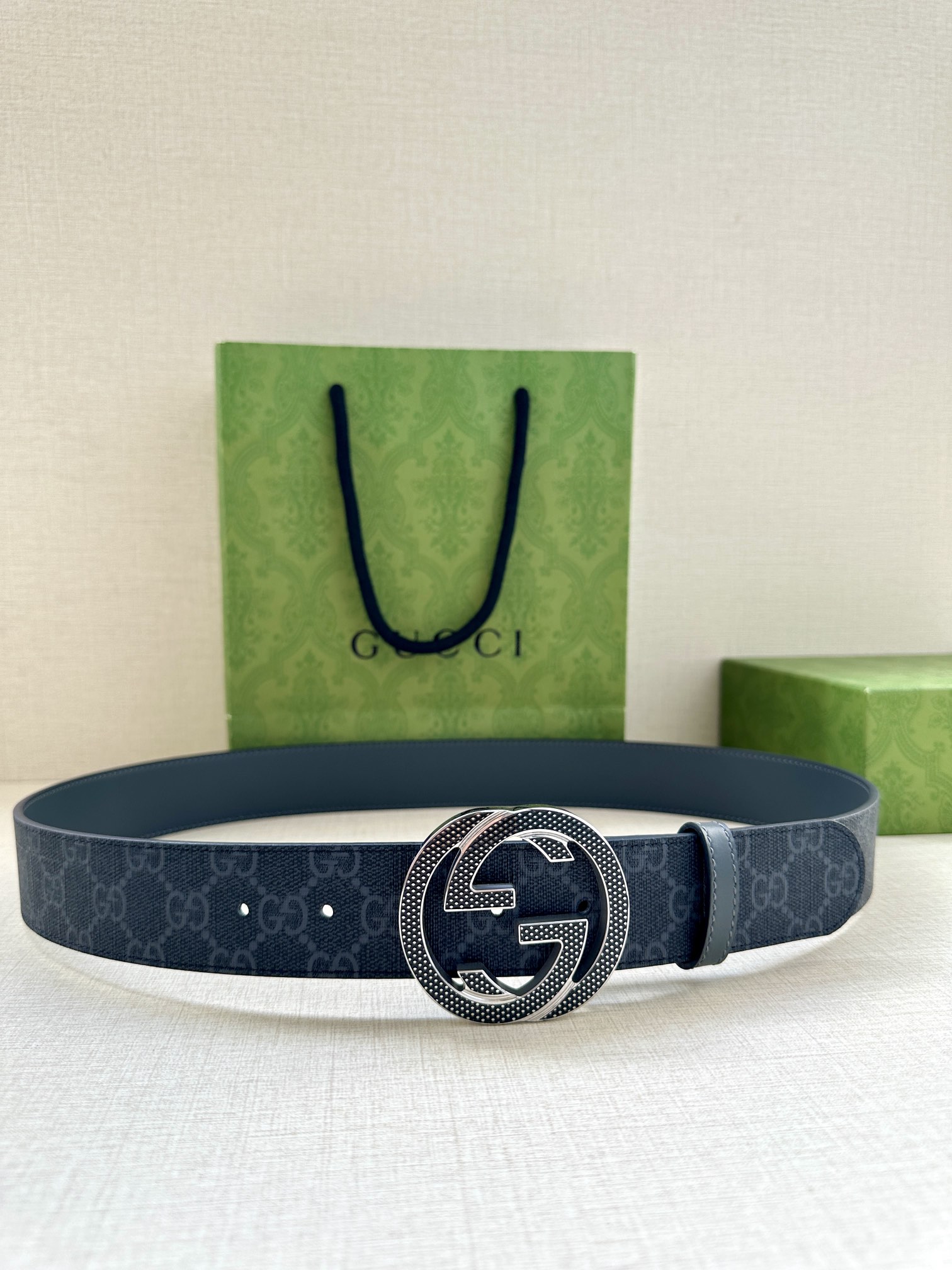 Gucci Double G Wide Belt GG Supreme Canvas 3.8cm
